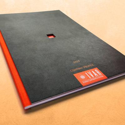 Company profile with die-cut cover
